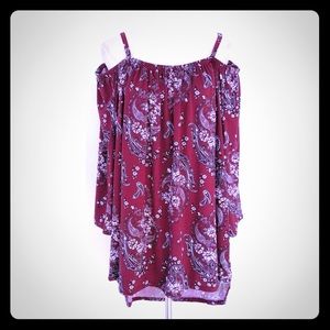 Eye Candy Cold Shoulder Paisley Blouse Size 3X